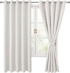 Room Darkening Curtains for Bedroom, 60 x 72 Inches Ivory, 2 Panels | Thermal by Hiasan