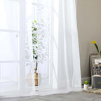 White Sheer Curtain for Bedroom Living Room 72 Inches Long 2 Panels Set - Image 8