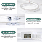 GZBtech Flexible LED Neon Rope Lights 33FT,AC 110-120V Waterproof Strip Light, 120 LEDs/M Cuttable Connectable Neon Lighting for Indoor Outdoor Home Decor/Commercial Building Use-Green 10M