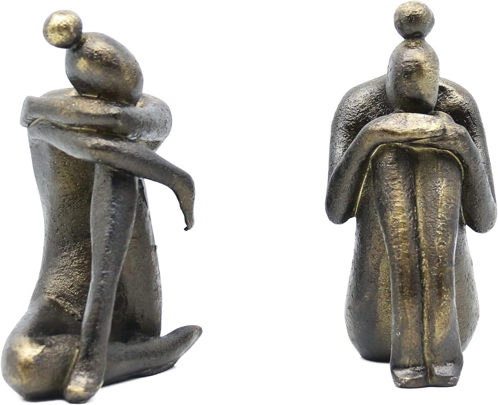 Lukitas Unique Decorative Girl Thinker Bookends, Non-Slip Book Holder, Home Office Bookshelf Decor, Creative Desktop Ornaments for Study Room Hotel Shelves, Resin, 1Pair/2Piece 6.5''