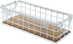 MyGift 13 and 12 Inch Nesting Storage Baskets with Handles, Wall Mounted or Tabletop White Metal Wire and Premium Acacia Wood Decorative Shelf Organizer Bins, 2 Piece Set