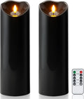 Homemory 4"x12" Black Flameless Candles, Halloween Candles, Outdoor Waterproof Flameless Candles with Remote and Timers, Gothic, Battery Operated LED Pillar Candles, Won't Melt Plastic, 2Pack