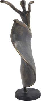 Deco 79 Polystone Dancer Decorative Sculpture Home Decor Statue, Accent Figurine 7" x 5" x 13", Brass