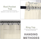 Sheer Cream Curtains, Sheer Curtains 63 inch Length 2 Panels Set, Rod Pocket - Image 4