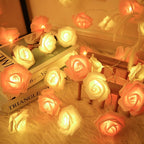 Everlasting Splashes LED Rose Flower Fairy String Lights Battery Operated Warm Flashing Light for Romantic Proposal Wedding Party Birthday Christmas Thanksgiving DIY Indoor Outdoor Decorations (Pink)