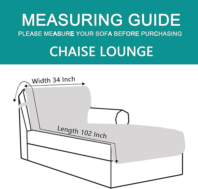 U-NICE HOME Sectional Couch Cover Chaise Lounge Cover, Pet Friendly, Elastic - Image 5