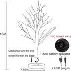 Hairui Lighted Tabletop Black Glittered Spooky Tree with Orange Lights 24 LED 18 Inches for Halloween Witch Decoration Battery Operated or USB Plug in Indoor Use