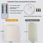Amagic 6"x6" Extra Large Flameless Candles with 3 Wicks, Battery Operated Candles with Remote Control and Timers, 6 inch Diameter LED Pillar Candles, Real Wax, Ivory