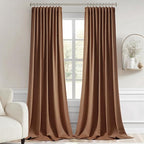 MIULEE Cappuccino Brown Back Tab Blackout Curtain 52"x102" Long 2 Panel Set | - Image 9
