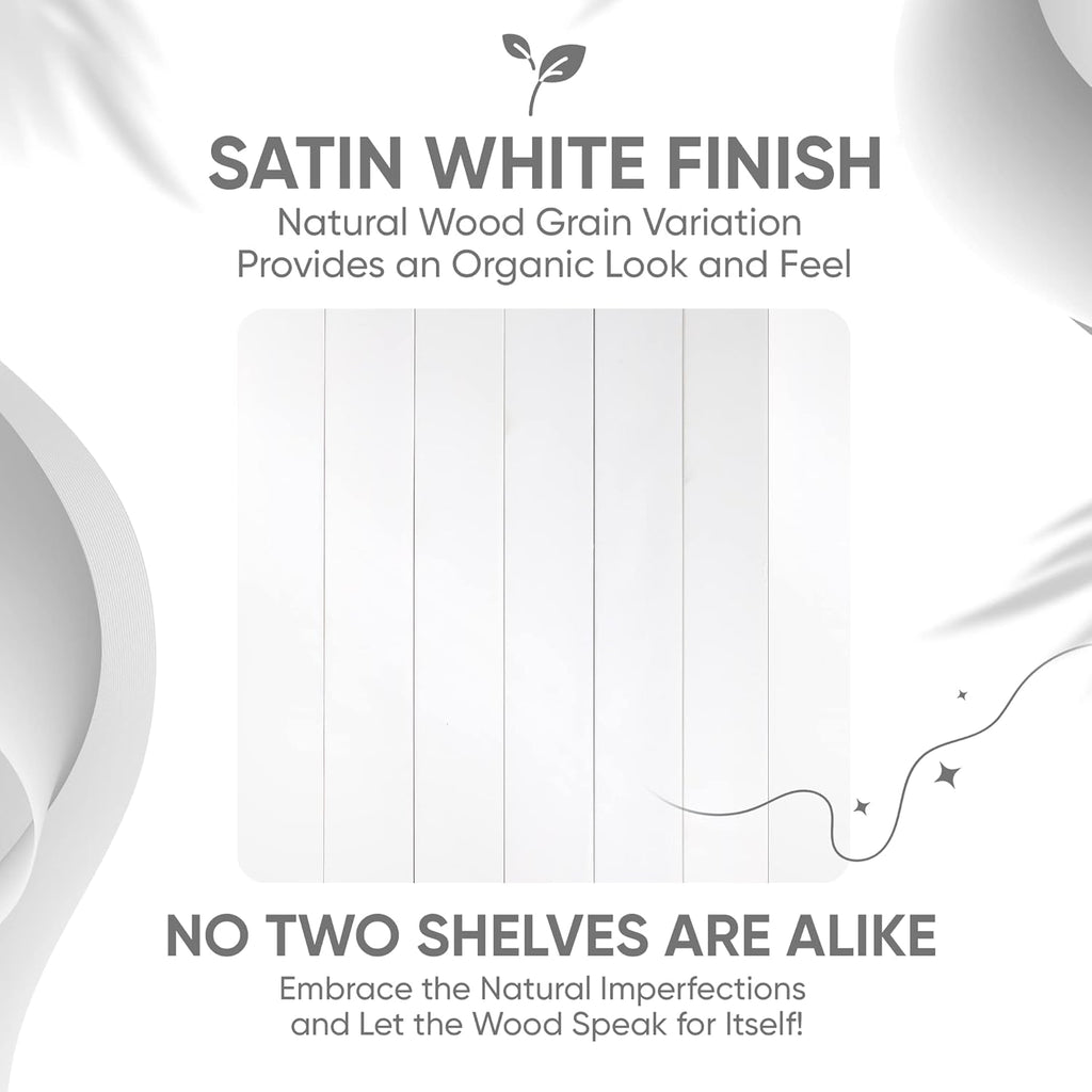 Homeforia White Floating Shelves 24 inch, High End Solid Real Wood 24inch Bathroom Floating Shelf for Wall Mounted, White Wooden 24in Floating Shelves, Heavy Duty Bracket, 24 X 6.5 X 1.75 in, Set of 3