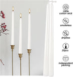 20 Pack White Taper Candles 12 Inch Tall 3/4 Inch Thick Burn 10 Hours