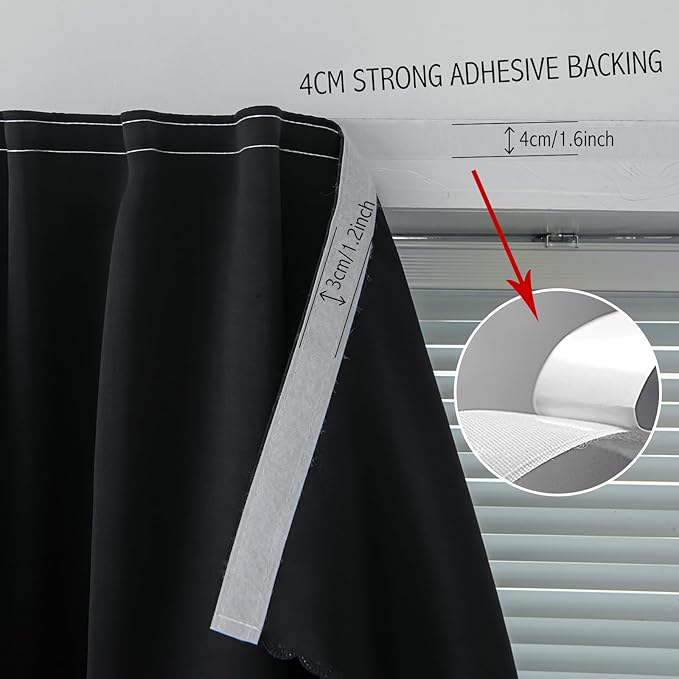 Adhesive Blackout Curtains- Self Stick Curtain No Rod Needed Easy to Hang - Image 7