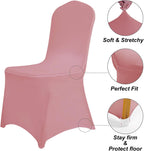 SUPERO Waterproof Spandex Chair Protector - 12PCS Stretch Dining Covers for Universal, Banquet, Wedding Event, Hotel (Dusty Pink)