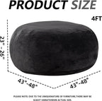 4FT Large Bean Bag Chairs,Big Adult Size Memory Foam Beanbags with Filler Included,Machine Washable Corduroy Cover,Ultra Soft Plush Gaming Bing Bag Puff Chair for Dorm, Living Room & Bedroom (Black)