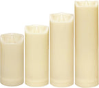 CANDLE CHOICE Waterproof Outdoor Battery Operated Flameless Candles with Auto Timer Flickering Plastic Resin Electric LED Slim Pillar Lights for Lantern Patio Garden Wedding Party Decorations 4 Pack
