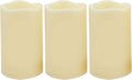 CANDLE CHOICE 3 Waterproof Outdoor Battery Operated Flameless LED Pillar Candle with Timer Flickering Plastic Resin Electric Decorative Light for Lantern Patio Garden Home Decor Party Wedding