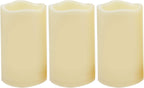 CANDLE CHOICE 3 Waterproof Outdoor Battery Operated Flameless LED Pillar Candle with Timer Flickering Plastic Resin Electric Decorative Light for Lantern Patio Garden Home Decor Party Wedding