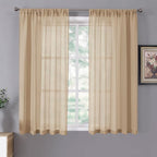 Tollpiz Sheer Curtains Linen Textured Living Room Curtain Sheers Light by Tollpiz