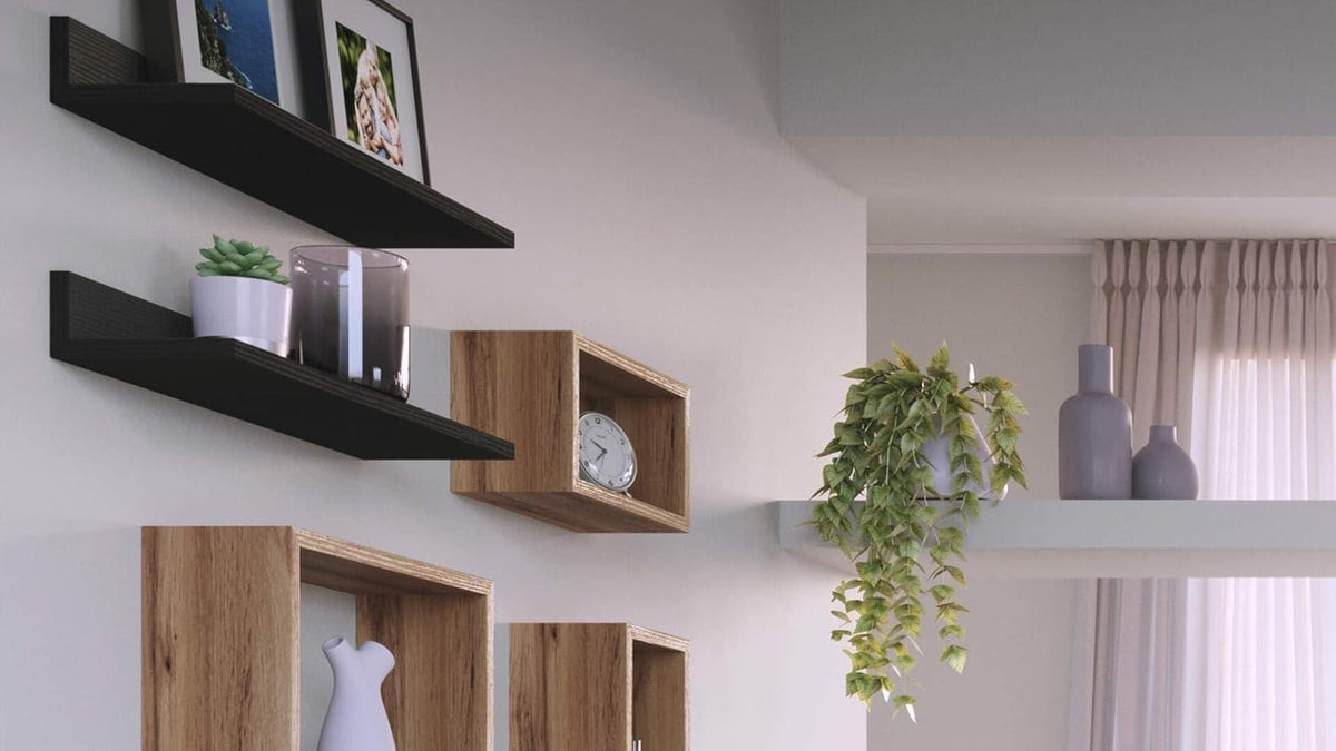 Mobili Fiver, Set of 2 Rachele Shelves, 31.49 in, Walnut, Made in Italy
