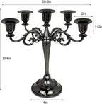 Metal Candelabra 5-Candle 10.1 Inch Tall Candle Holder Stick for Home Wedding Event and Party Festival,Black