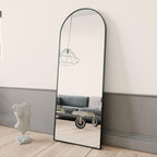 BEAUTYPEAK 64"x21" Arch Full Length Mirror, Hanging or Leaning Arched-Top Full Body Mirror with Stand for Bedroom, Dressing Room, Black