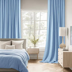 MIULEE Sky Blue Back Tab Blackout Curtains 52x96 Inch Long 2 Panels Set | Rod - Image 2