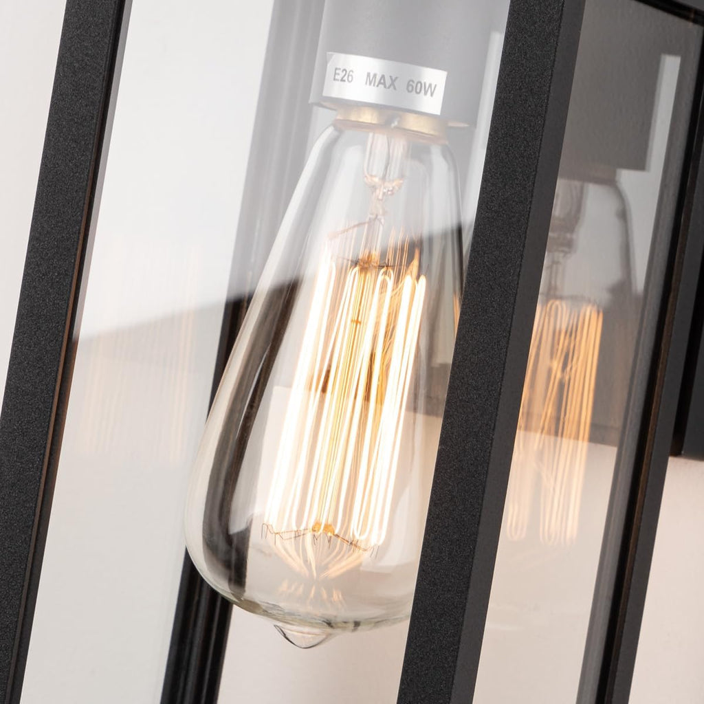 mirrea 11" Classic Outdoor Wall Sconce 1 Light in Matte Black Rectangular Metal Frame and Clear Glass Shade Waterproof Porch Light Patio Light Pack of 2