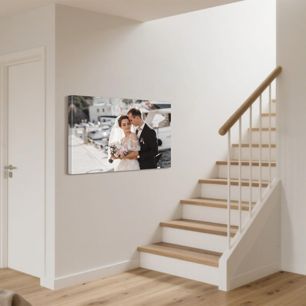 Personalized Custom Canvas Prints with Your Photos & Text, Customized Picture Print, Transform Own Images Into Framed Wall Art Digitally Printed Photo to Canvas, Keepsakes Gifts for Family 28x20’’