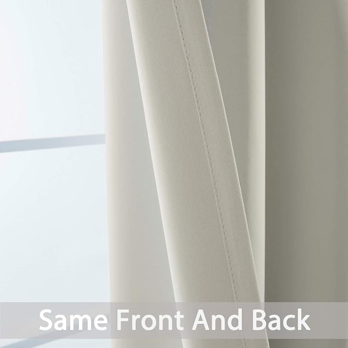 Yakamok Room Darkening Curtains 42x63 inch Length Light Beige-Living Room | 2 - Image 6