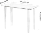Acrylic Desk, Modern Study Table for HomeOffice-Extended Surface Multi-Purpose Console & EntrywayTable, Sturdy Lightweight Design (42.5-inch, Transparent)