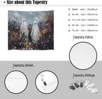 Halloween Ghosts in Wildflowers Tapestry Wall Hanging Spooky Cute Ghost Floral Tapestries Victoria Moody Artwork Aesthetic Print for Goth Living Room Bedroom wall Decor 60x80inch