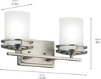 Kichler Hendrik 14.5" 2 Light Vanity Light with Satin Etched Cased Opal Glass Brushed Nickel