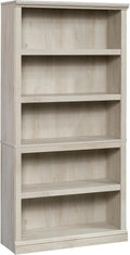 Sauder 5 Tier Book Shelf Wooden Bookcase Multipurpose Bookshelf for Home Office, Living Room, in Chalked Chestnut