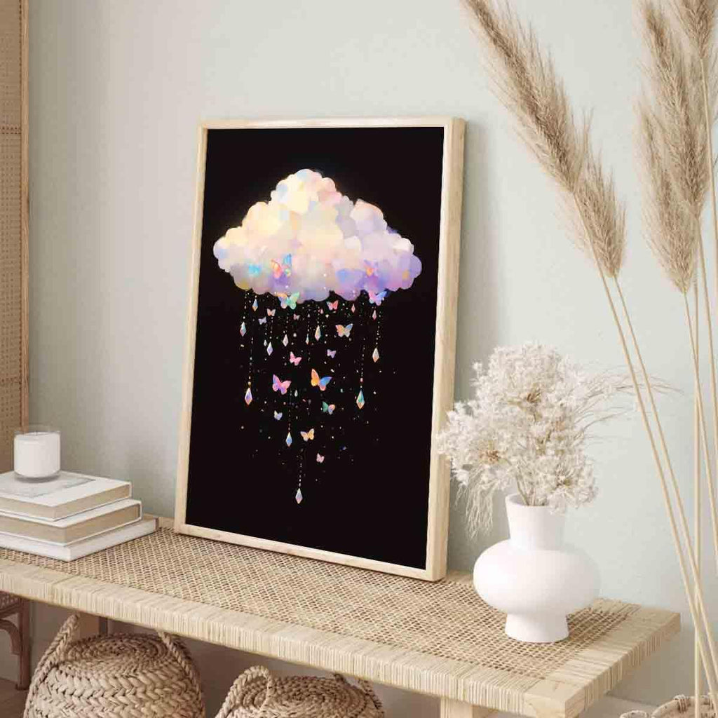 Black And White Cloud Wall Art Abstract Clouds Wall Art Rain Cloud Pictures Colorful Butterfly Picture Abstract Sky Painting Modern Abstract Prints Aesthetics Living Room Decor 16x24inch No Frame