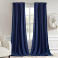 MIULEE Navy Blue Back Tab Blackout Curtains 52x120 Inch Long 2 Panels Set | Rod by MIULEE