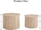 Round Coffee Tables Side Table Set of 2, Wood Nesting End Table for Living Room Balcony Office, No Assembling