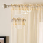 MIULEE Cream Beige Sheer Curtains 38 X 63 Inches, 2 Panels | Sheer Window - Image 2