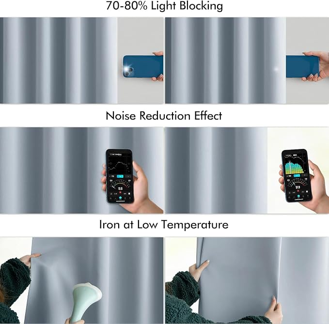 MIULEE Light Blue Back Tab Blackout Curtains 52x72 Inches Long 2 Panels Set | - Image 5