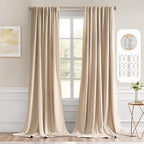 MIULEE Beige Back Tab Blackout Curtains 52x96 Inch Long 2 Panels Set | Rod by MIULEE