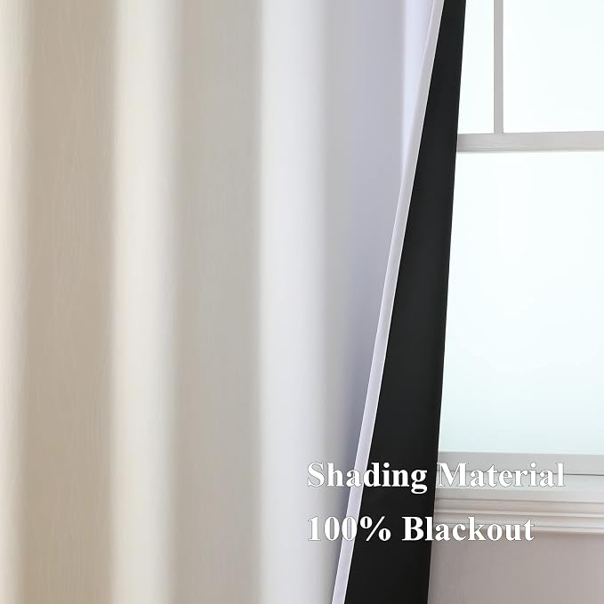Beige and Grayish White Ombre Blackout Curtains Living Room 84 Inches Long | - Image 5