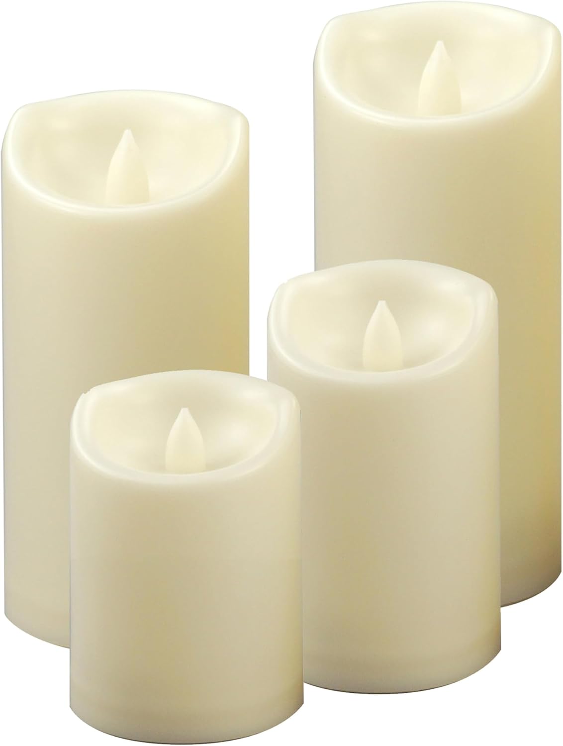 CANDLE CHOICE Waterproof Outdoor Battery Operated Flameless Candles with Auto Timer Flickering Plastic Resin Electric LED Pillar Lights for Lantern Patio Garden Wedding Party Decorations Pack of 4