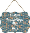 Personalized Wooden Welcome Sign for Front Door & Home - Customized Image/Text Hanging Sign Farmhouse Decor, 11.2 * 8 Inch