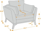Large-Sized Accent Chair, Thick Cushion Bedroom Reading Chair, Comfortable Living Room Single Sofa, Linen Yellow