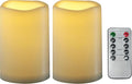 CANDLE CHOICE Waterproof Outdoor Battery Operated Flameless Candles with Remote Timer Plastic Flickering Fake Electric LED Pillars for Lantern Garden Wedding Christmas Decorations 3x5 Inches 2 PCS