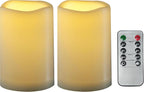CANDLE CHOICE Waterproof Outdoor Battery Operated Flameless Candles with Remote Timer Plastic Flickering Fake Electric LED Pillars for Lantern Garden Wedding Christmas Decorations 3x5 Inches 2 PCS