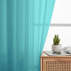 Turquoise Sheer Curtain for Bedroom Living Room 72 Inches Long 2 Panels Set - Image 3