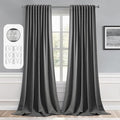 MIULEE Grey Back Tab Blackout Curtains 52x108 Inch Long 2 Panels Set | Rod by MIULEE