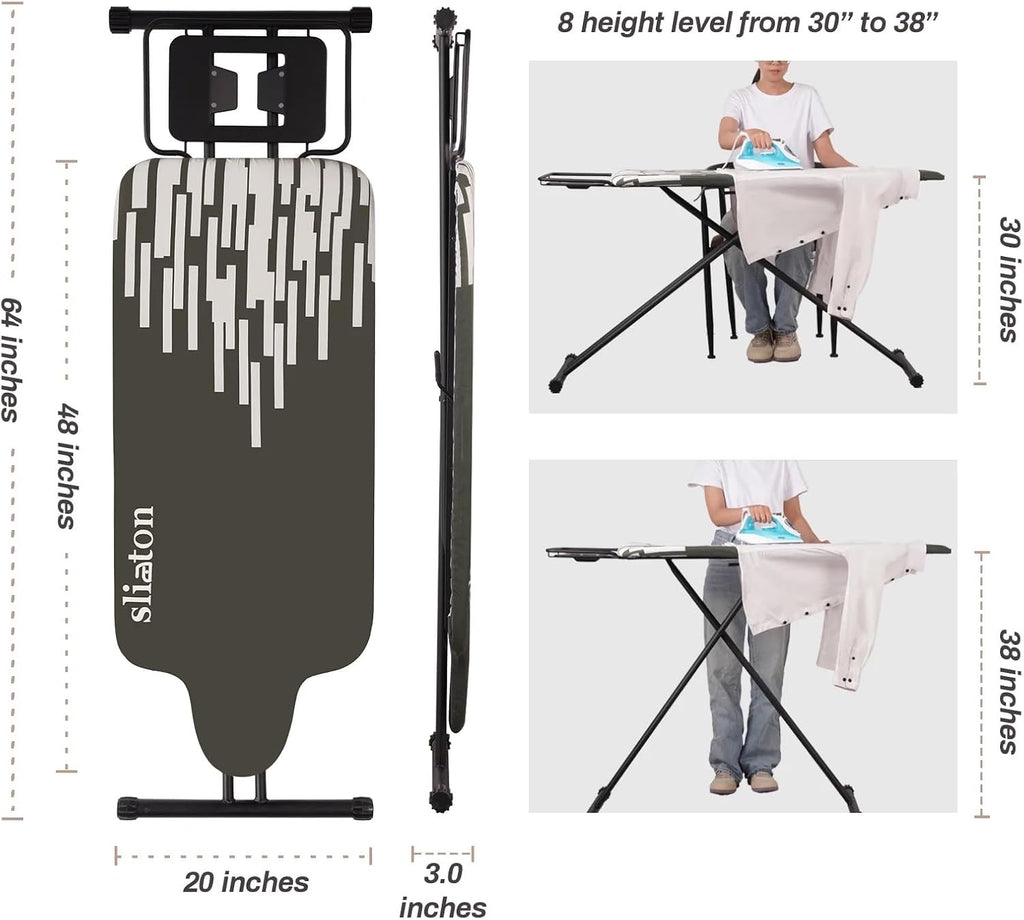 Extra Large Ironing Board with Large Hang Rail and Iron Rest in 63" L x 20" W (with Iron Rest)