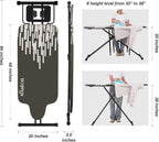 Extra Large Ironing Board with Large Hang Rail and Iron Rest in 63" L x 20" W (with Iron Rest)