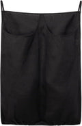 100% Pure Linen Dual Hanging Laundry Bag with 2 Deep Pocket and 2 Side Zipper 20x27in, Over The Door Laundry Hamper Space Saving Hampers for Dirty Clothes Home Travel, Black